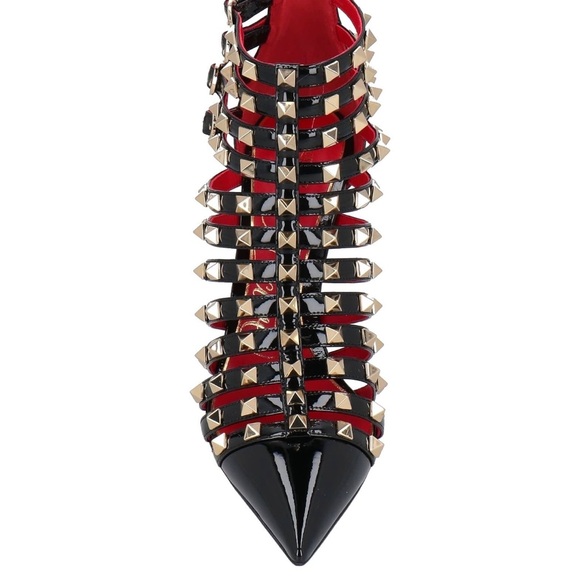 Valentino Shoes - Valentino Black and Red Studded Heels